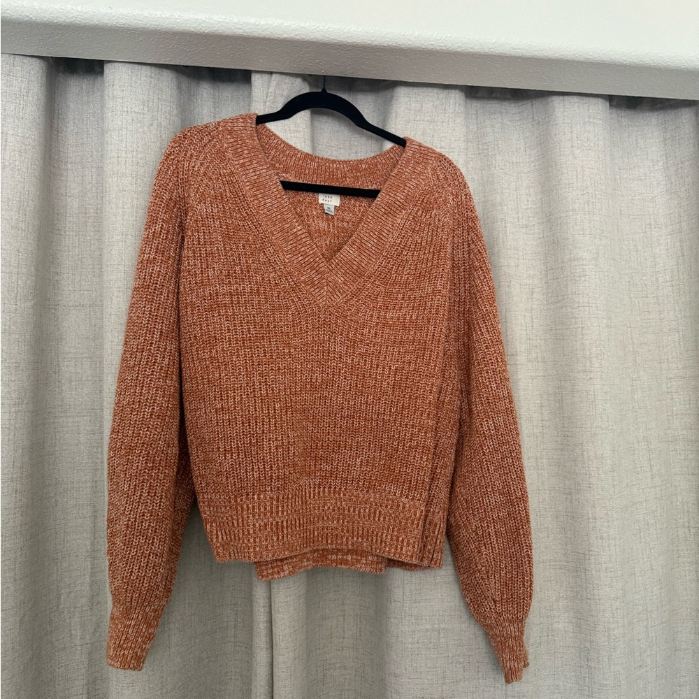 a new day orangey V-Neck Sweater with Ribbed Knit